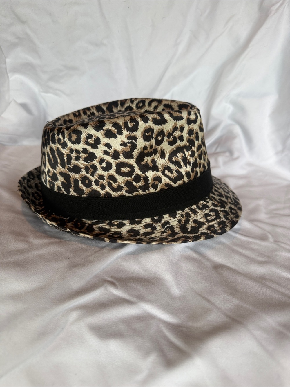 Leopard Print Fedora Hat with Black Band